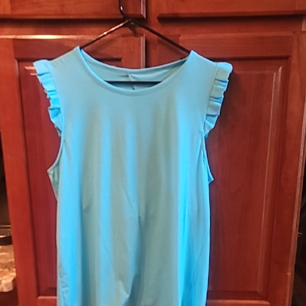 Lilly Pulitzer Aqua Ruffle Tank Top